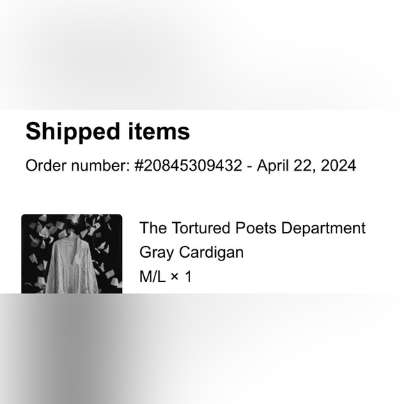The Tortured Poets Department Official Taylor Swift Cardigan Size M/L - Picture 2 of 2